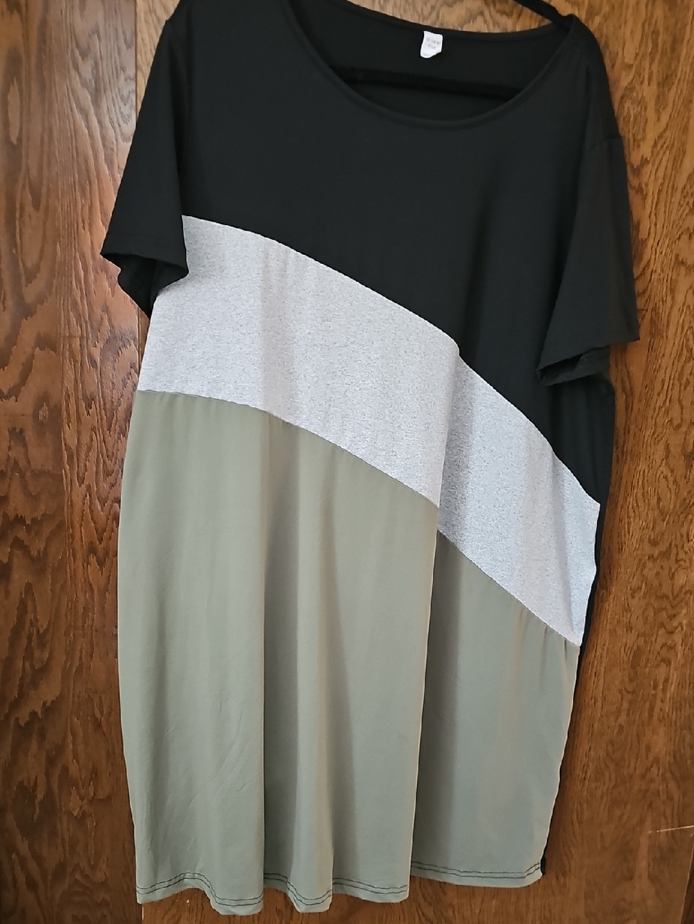 Source Unknown Colorblock Short Sleeve Midi Dress - Black, Gray, Olive